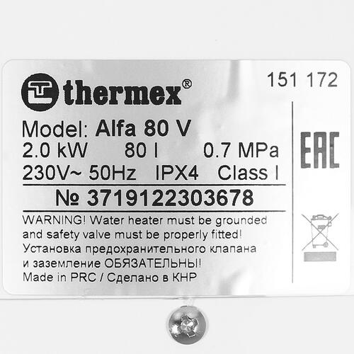 Купить Водонагреватель электрический Thermex Alfa 80 V  8160968. Характеристики, отзывы и цены в Донецке