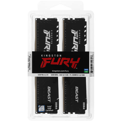 Купить Оперативная память Kingston FURY Beast Black [KF436C18BBK2/32] 32 ГБ  5053544. Характеристики, отзывы и цены в Донецке