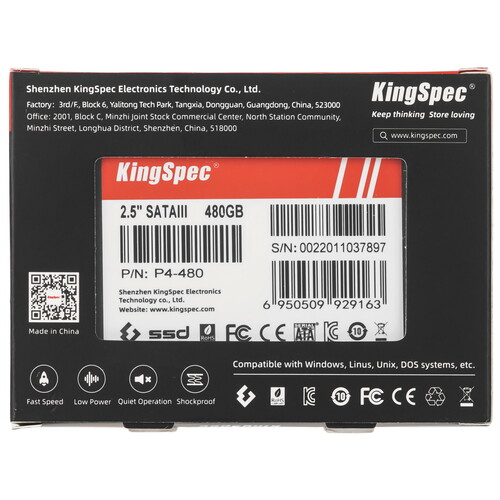 Купить 480 ГБ 2.5" SATA накопитель KingSpec P4-480  5459144. Характеристики, отзывы и цены в Донецке