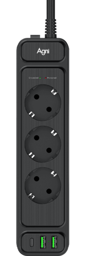 Купить Сетевой фильтр AGNI TP-FS3U3E-PD черный  9289359. Характеристики, отзывы и цены в Донецке