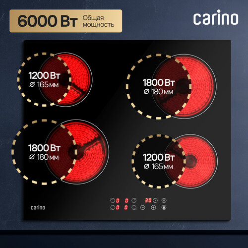 Купить Электрическая варочная поверхность Carino CH60D14B011  9284845. Характеристики, отзывы и цены в Донецке