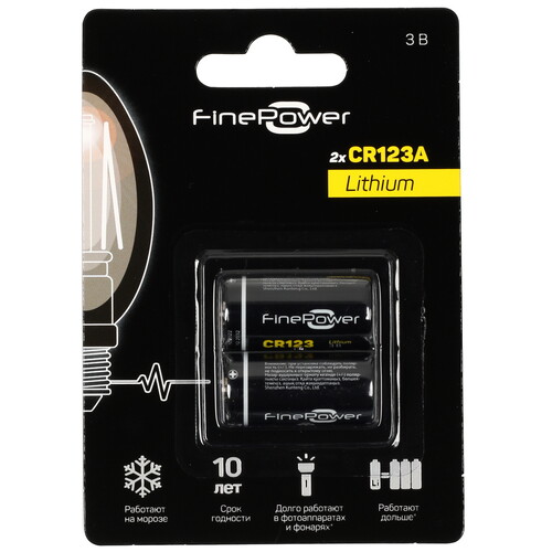 Купить Батарейка FinePower CR123 (CR123A/DL123A/R123)  5085113. Характеристики, отзывы и цены в Донецке
