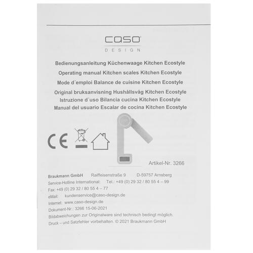 Купить Кухонные весы CASO Kitchen Ecostyle серебристый  5365585. Характеристики, отзывы и цены в Донецке