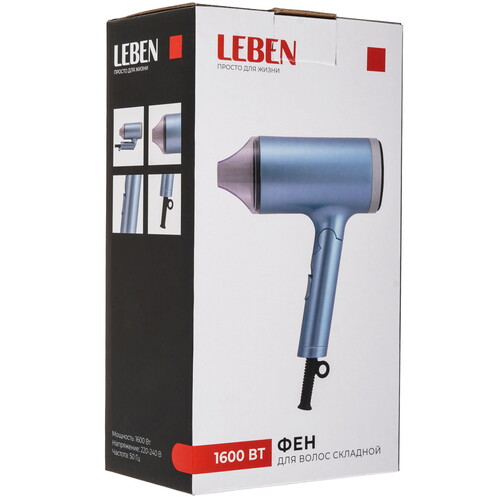 Купить Фен LEBEN 259-218 голубой/серый  9237126. Характеристики, отзывы и цены в Донецке