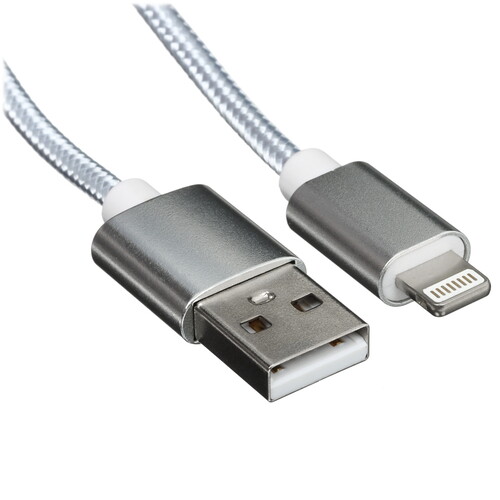 Купить Кабель круглый REXANT Lightning 8-pin - USB 2.0 Type-A серый 1 м  9131370. Характеристики, отзывы и цены в Донецке