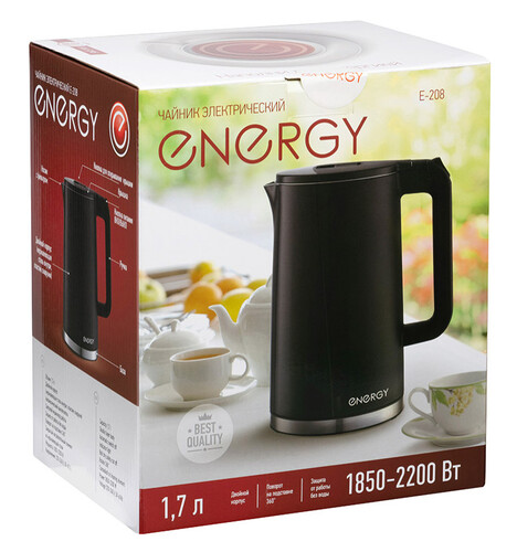 Купить Электрочайник Energy E-208 черный  9088414. Характеристики, отзывы и цены в Донецке