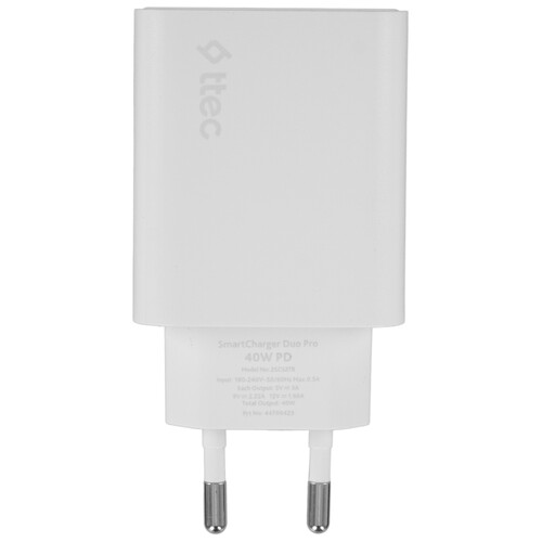 Купить Сетевое зарядное устройство TTEC SmartCharger Duo PD белый  9202671. Характеристики, отзывы и цены в Донецке