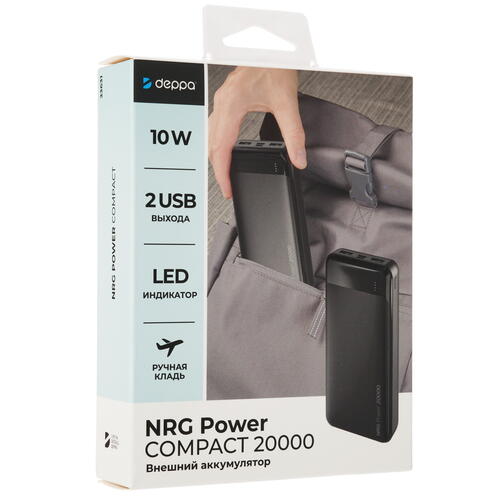 Купить Портативный аккумулятор DEPPA NRG Power черный  5099716. Характеристики, отзывы и цены в Донецке