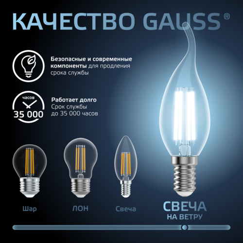 Купить Комплект филаментных ламп Gauss Black Filament 104801213  5613130. Характеристики, отзывы и цены в Донецке