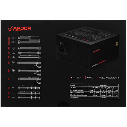 Купить Блок питания ARDOR GAMING ORIGIN 1000WGF  черный  5443944. Характеристики, отзывы и цены в Донецке