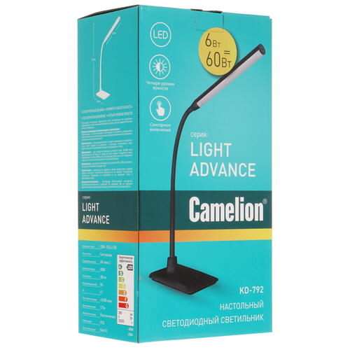 Купить Настольный светильник Camelion KD-792 C02 черный  5059478. Характеристики, отзывы и цены в Донецке
