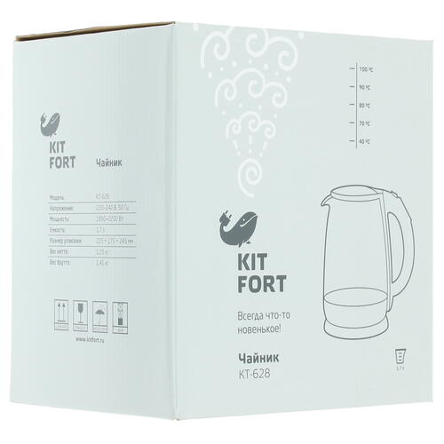 Купить Электрочайник Kitfort KT-628 серебристый  8113533. Характеристики, отзывы и цены в Донецке