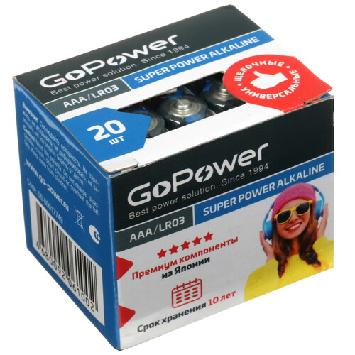 Купить Батарейка GoPower Alkaline AAA (LR03/FR03)  9180008. Характеристики, отзывы и цены в Донецке