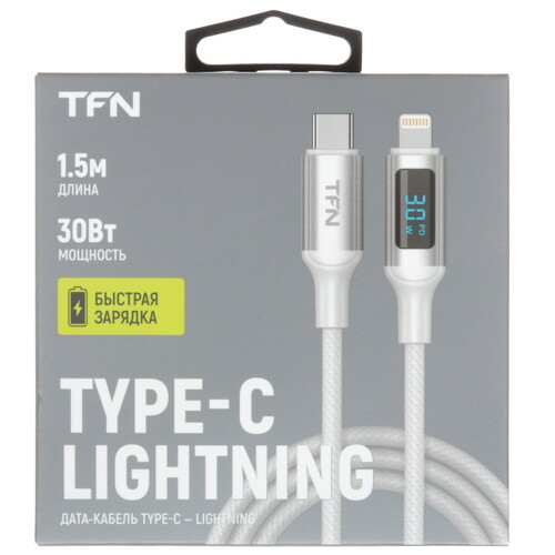 Купить Кабель круглый TFN Lightning 8-pin - USB Type-C белый 1.5 м  5616511. Характеристики, отзывы и цены в Донецке