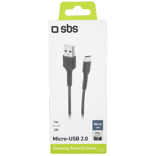 Купить Кабель круглый SBS micro USB - USB 2.0 Type-A черный 1 м  5471863. Характеристики, отзывы и цены в Донецке