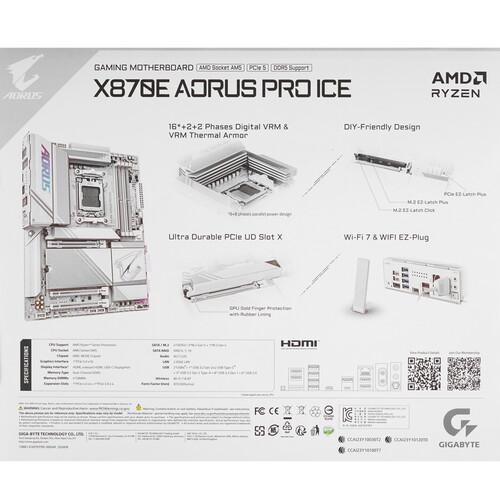Купить Материнская плата GIGABYTE X870E AORUS PRO ICE  5492050. Характеристики, отзывы и цены в Донецке