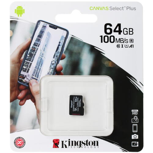 Купить Карта памяти Kingston Canvas Select Plus microSDXC 64 ГБ [SDCS2/64GBSP]  1602899. Характеристики, отзывы и цены в Донецке