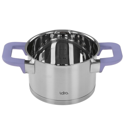 Купить Кастрюля Lara Лаванда LR02-251 2 л 16 см серебристый  9137072. Характеристики, отзывы и цены в Донецке