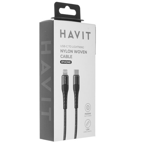 Купить Кабель круглый HAVIT USB Type-C - USB Type-C черный 1.2 м  9228924. Характеристики, отзывы и цены в Донецке