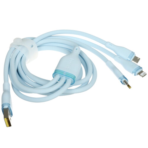 Купить Кабель круглый Baseus Lightning 8-pin, micro USB, USB Type-C - USB 2.0 Type-A голубой 1.5 м  5627755. Характеристики, отзывы и цены в Донецке