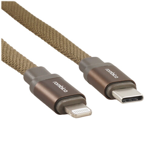 Купить Кабель плоский Rombica Lightning 8-pin MFI - USB Type-C коричневый 1.5 м  9152823. Характеристики, отзывы и цены в Донецке