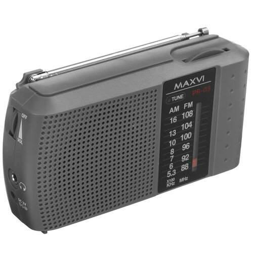 Купить Радиоприемник Maxvi PR-03 серый  9080939. Характеристики, отзывы и цены в Донецке