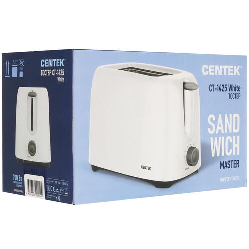 Купить Тостер Centek CT-1425 белый  9055078. Характеристики, отзывы и цены в Донецке
