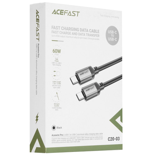 Купить Кабель ACEFAST USB Type-C - USB Type-C черный  9258677. Характеристики, отзывы и цены в Донецке