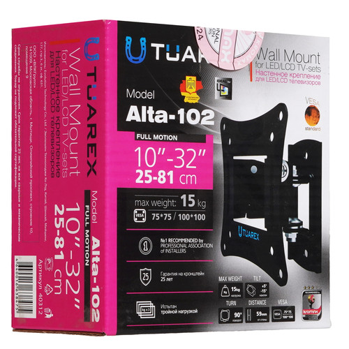 Купить Кронштейн для ТВ Tuarex ALTA-102 черный  9204120. Характеристики, отзывы и цены в Донецке
