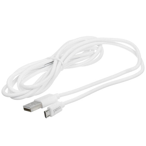 Купить Кабель круглый PERO micro USB - USB 2.0 Type-A белый 2 м  5088716. Характеристики, отзывы и цены в Донецке