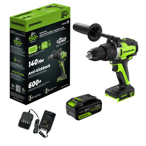 Купить Дрель-шуруповерт Greenworks GD24DD140 24V  9305502. Характеристики, отзывы и цены в Донецке