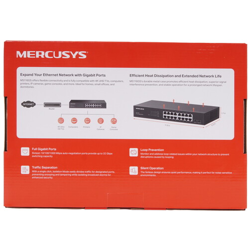 Купить Коммутатор Mercusys MS116GS  5613277. Характеристики, отзывы и цены в Донецке