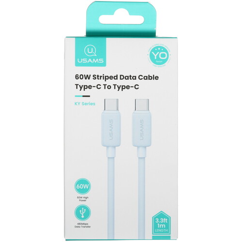 Купить Кабель круглый USAMS USB Type-C - USB Type-C голубой 1 м  5480416. Характеристики, отзывы и цены в Донецке