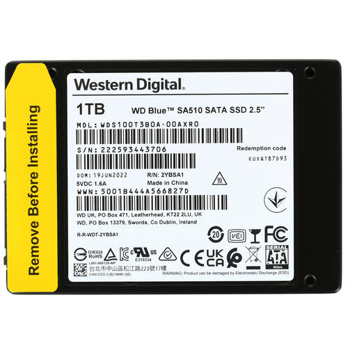Купить 1000 ГБ 2.5" SATA накопитель WD Blue SA510 [WDS100T3B0A]  5065181. Характеристики, отзывы и цены в Донецке