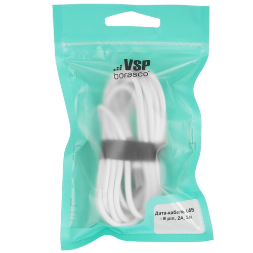 Купить Кабель круглый BoraSCO Lightning 8-pin - USB 2.0 Type-A белый 3 м  5614034. Характеристики, отзывы и цены в Донецке