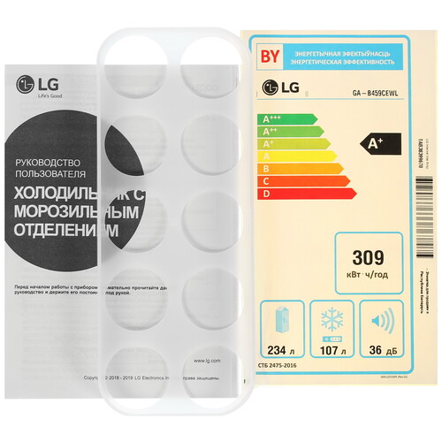 Купить Холодильник с морозильником   LG GA-B459CEWL бежевый  1614991. Характеристики, отзывы и цены в Донецке