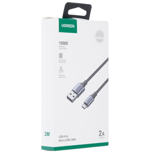 Купить Кабель круглый Ugreen micro USB - USB 2.0 Type-A серый 3 м  9147659. Характеристики, отзывы и цены в Донецке