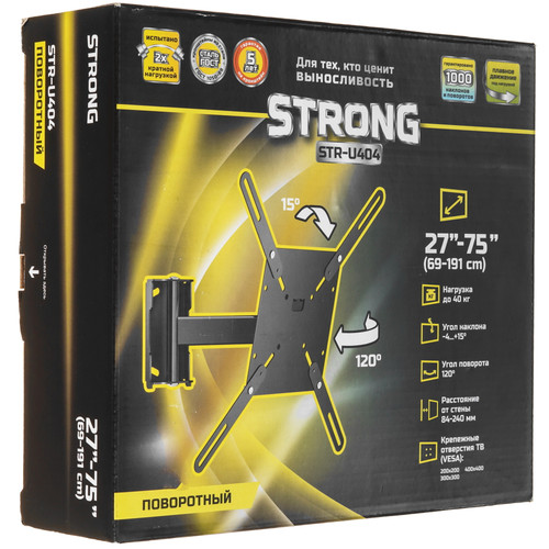 Купить Кронштейн для ТВ Strong STR-U404 черный  5469515. Характеристики, отзывы и цены в Донецке