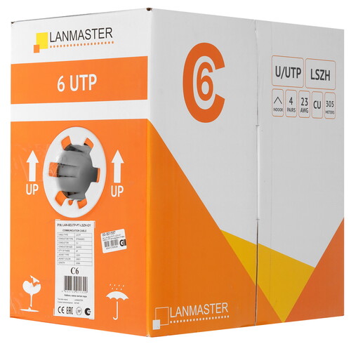 Купить Витая пара Lanmaster LAN-6EUTP-PT-LSZH-GY  9312266. Характеристики, отзывы и цены в Донецке