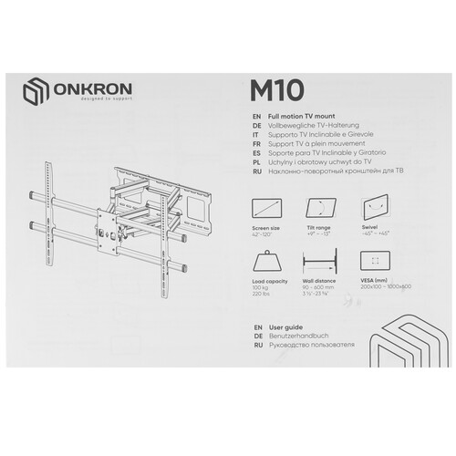 Купить Кронштейн для ТВ ONKRON M10 белый  9312021. Характеристики, отзывы и цены в Донецке