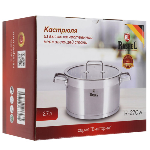 Купить Кастрюля Rashel Виктория R-270w 2.7 л 18 см серебристый  9321065. Характеристики, отзывы и цены в Донецке