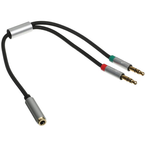 Купить Разветвитель   DEXP 4-pin 3.5 mm jack - 3-pin 3.5 mm jack x2 черный  1262457. Характеристики, отзывы и цены в Донецке