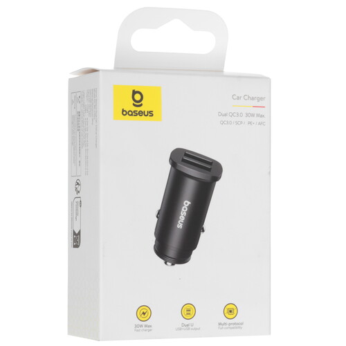 Купить Автомобильное ЗУ Baseus Square Metal 30W черный  5474901. Характеристики, отзывы и цены в Донецке