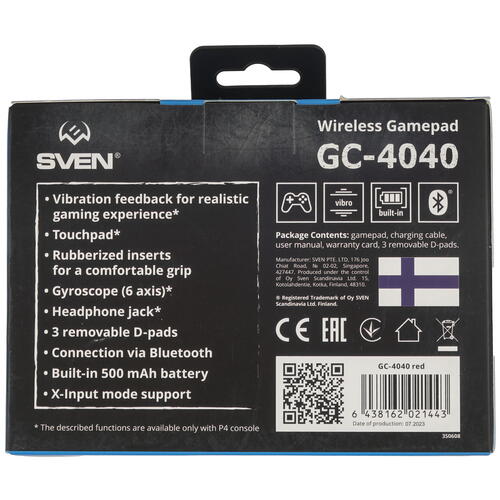 Купить Геймпад беспроводной/проводной SVEN GC-4040 красный  9050726. Характеристики, отзывы и цены в Донецке