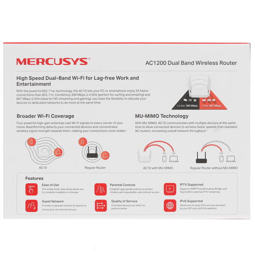 Купить Wi-Fi роутер Mercusys AC10  4722801. Характеристики, отзывы и цены в Донецке