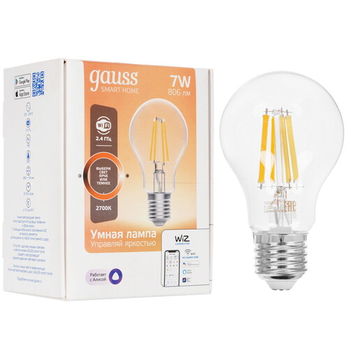 Купить Лампа светодиодная Gauss Smart Home Filament А60  9114208. Характеристики, отзывы и цены в Донецке