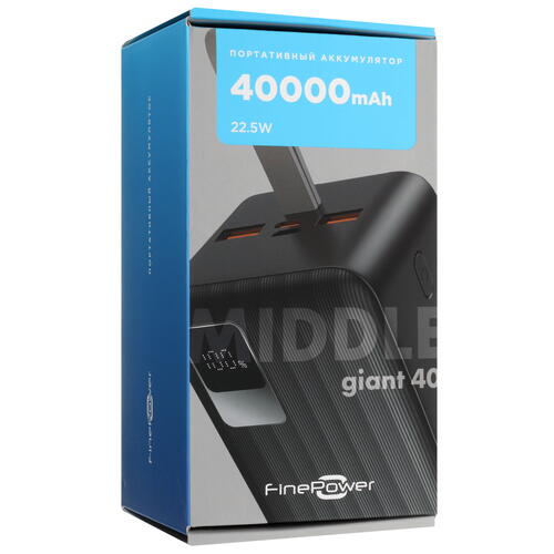 Купить Портативный аккумулятор FinePower Giant 40 черный  5094752. Характеристики, отзывы и цены в Донецке