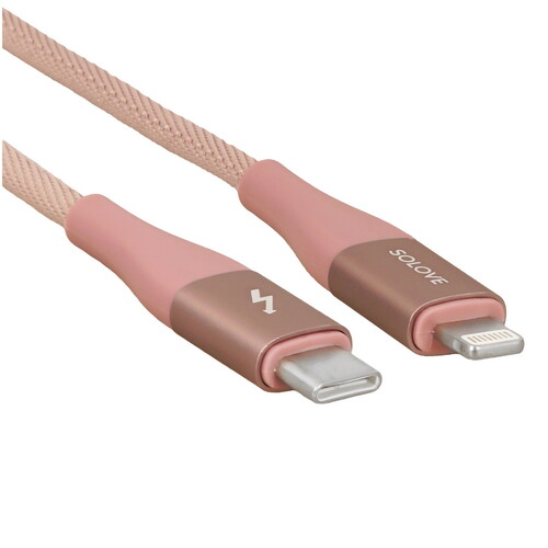 Купить Кабель круглый SOLOVE Lightning 8-pin - USB Type-C розовый 1 м  5479982. Характеристики, отзывы и цены в Донецке