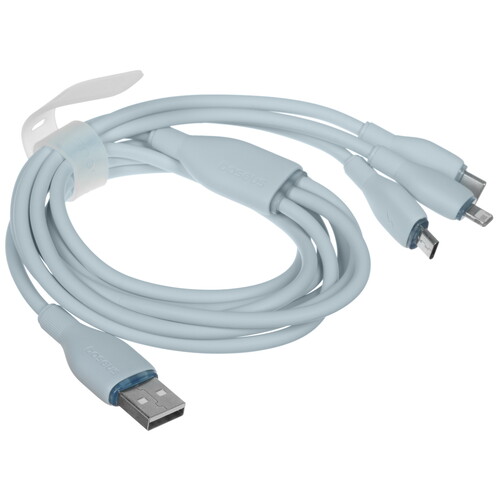 Купить Кабель круглый Baseus Lightning 8-pin, micro USB, USB Type-C - USB 2.0 Type-A голубой 1.3 м  5627514. Характеристики, отзывы и цены в Донецке