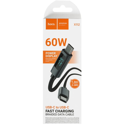 Купить Кабель круглый Hoco USB Type-C - USB Type-C черный 1 м  5635391. Характеристики, отзывы и цены в Донецке